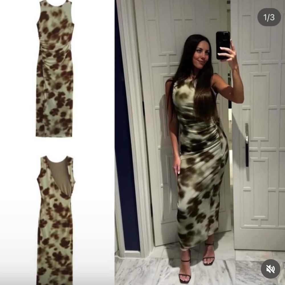 Zara NWT draped printed midi dress 2321/103